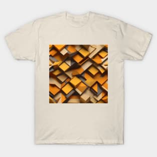 Radiant Symmetry: Gilded 3D Geometric Elegance" T-Shirt